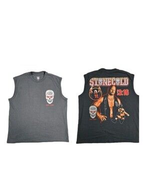 WWE Stone Cold Steve Austin Muscle Tank Top Shirt Gray Skull Graphic Tee Small